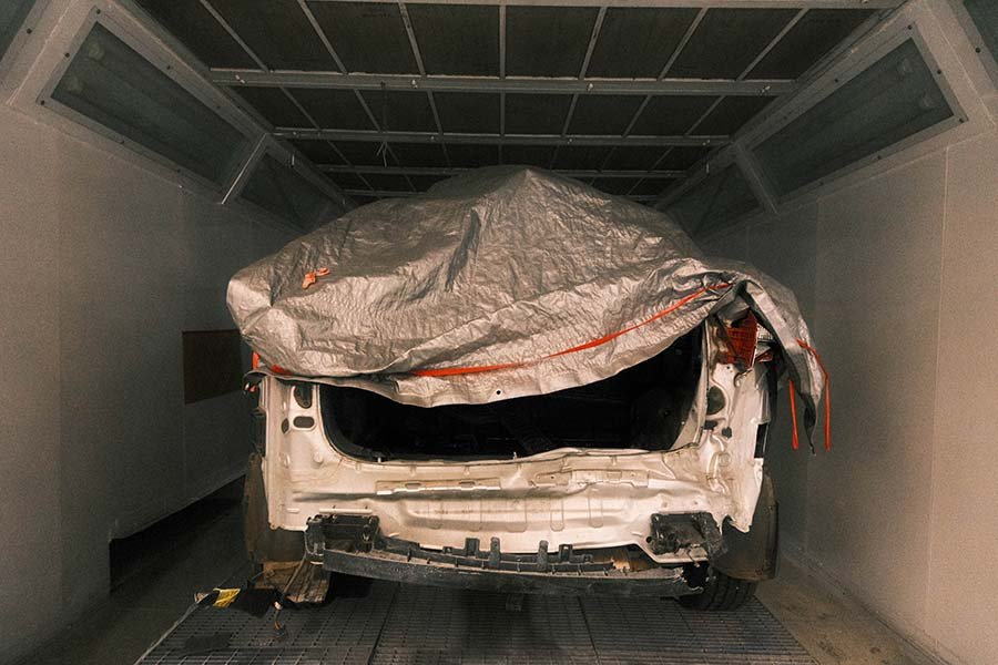 omega smash repair car being repaired